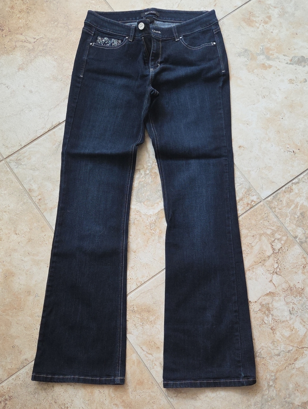 White House Black Market Women's Dark Blue Wide Leg Jeans